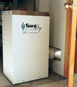 A Energy Efficient basement dehumidifier installed in a finished basement in Denver